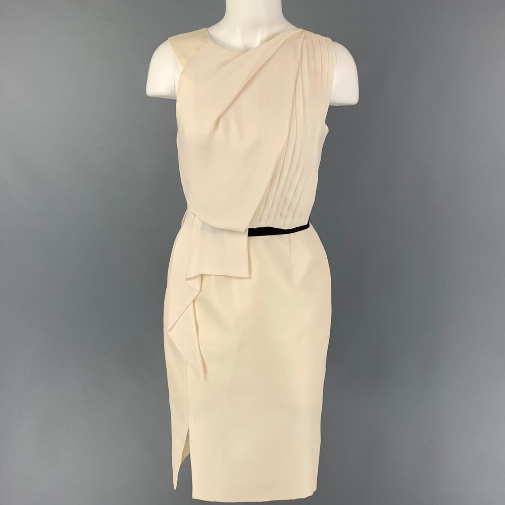 J.MENDEL Size 4 Cream Silk Sleeveless Cocktail Dress